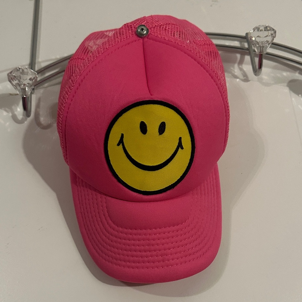 EUC Aviator Nation Bright Pink Smiley Face Trucker Hat